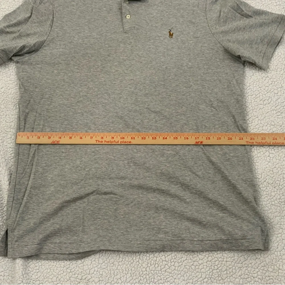 Polo Ralph Lauren Heather Gray Knit Iconic Polo Shirt Classic Fit Men’s Large